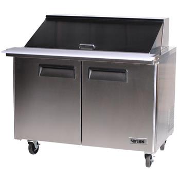 Bison Refrigeration Mega Top Sandwich Unit, Two-Section,  14.7 cu. ft., Stainless Steel