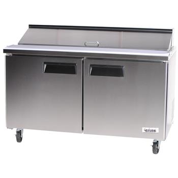 Bison Refrigeration Sandwich Unit, Two-Section,  18.2 cu. ft., Stainless Steel