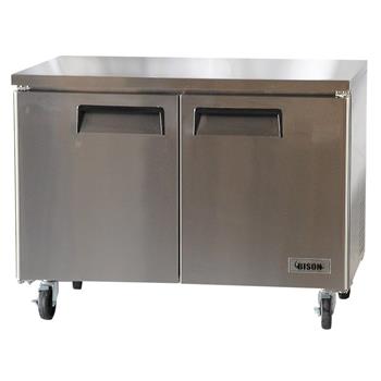 Bison Refrigeration Undercounter Freezer, Two-Section,  12.0 cu. ft., Stainless Steel