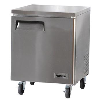 Bison Refrigeration Undercounter Refrigerator, One-Section,  6.5 cu. ft., Stainless Steel