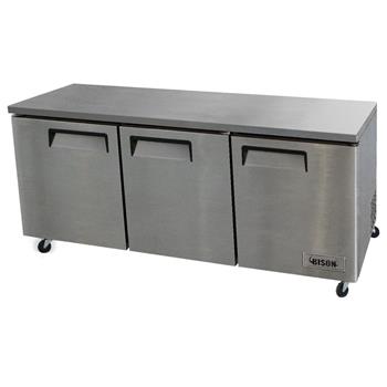 Bison Refrigeration Undercounter Refrigerator, Three-Section,  32.8 cu. ft., Stainless Steel