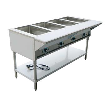 Copper Beach Steam Table/Cutting Board, 4 Bath, 60&quot;, Stainless Steel