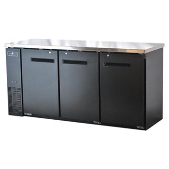 Spartan 72&quot; Refrigerated Back Bar Cooler, 19.6 cubic feet, Stainless Steel/Black Vinyl