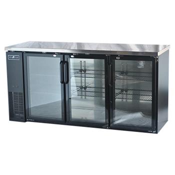 Spartan 72&quot; Refrigerated Back Bar Cooler, 19.6 cubic feet, Stainless Steel/Black Vinyl
