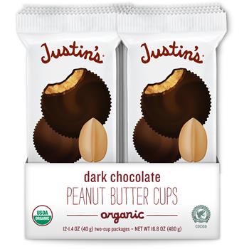 Justin&#39;s Dark Chocolate Peanut Butter Cups, 1.4 oz., 12/Box