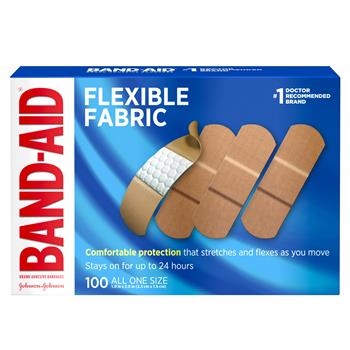 BAND-AID Sterile Flexible Fabric Adhesive Bandages for First Aid, One Size, 100/Box
