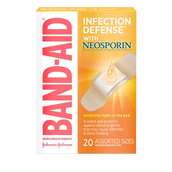 BAND-AID Adhesive Bandages Infection Defense with Neosporin, Assorted Sizes, 20/BX