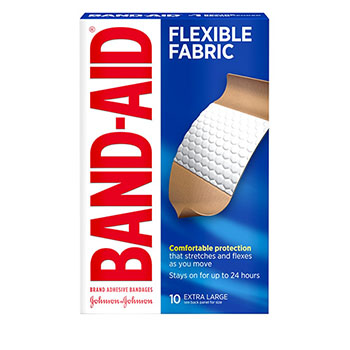 BAND-AID Flexible Fabric Adhesive Bandages, Extra Large, 10/BX