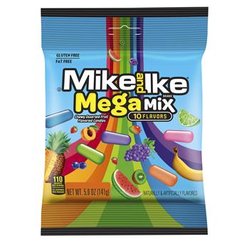 Mike and Ike Mega Mix Peg Bag, 5 oz, 15 Bags/Box, 12 Boxes/Case
