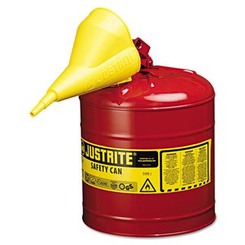JUSTRITE Safety Can, Type I, 5gal, Red, With Funnel