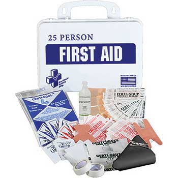 Certified Safety Mfg. First Aid Kit, 25 Person, Poly White