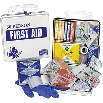 Certified Safety Mfg. First Aid Kit, 50 Person, Poly White