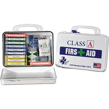Certified Safety Mfg. First Aid Kit, ANSI Standard Class A, Poly White