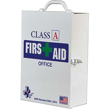 Certified Safety Mfg. First Aid Cabinet, 3-Shelf, BMD, ANSI Standard Class A Office 75, Metal