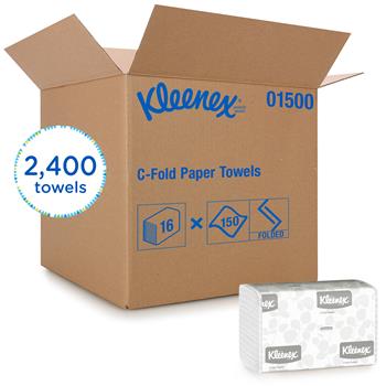 Kleenex C Fold Paper Towels, 10.1” x 13.2” Sheets, 1-Ply, White, 150 Sheets/Pack, 16 Packs/Carton