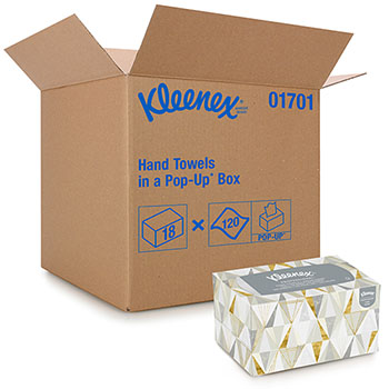 Kleenex Hand Towels with Premium Absorbency Pockets, Pop-Up Box, White, 120 Hand Towels/Box, 18 Boxes/CT