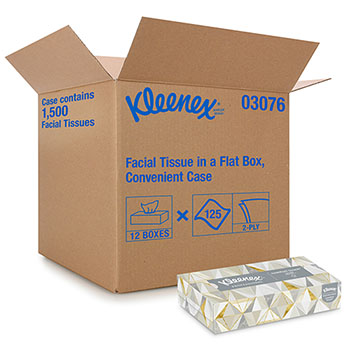 Kleenex Professional Facial Tissue for Business, Flat Tissue Boxes, 12 Boxes OF 125 Tissues, 1,500 Tissues/Carton