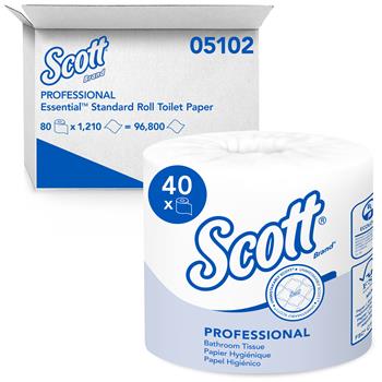 Scott Professional Standard Roll Toilet Paper, 1-Ply, White, 80 Rolls Of 1,210 Sheets, 96,800 Sheets/Carton