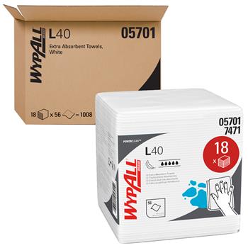 WypAll L40 Cloth-Like 1/4-Fold Wipers, 12 1/2 x 12, 56/Box, 18 Packs/Carton