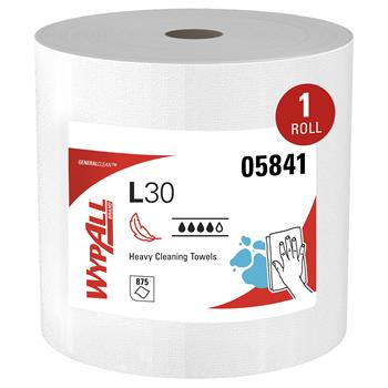 WypAll GeneralClean L30 Heavy Duty Cleaning Towels, Jumbo Roll, White, 875 Sheets/Roll
