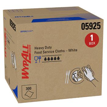 WypAll CriticalClean Heavy Duty Foodservice Cloths, Quarterfold Towels, White 300 Sheets/Box, 1 Box/Carton