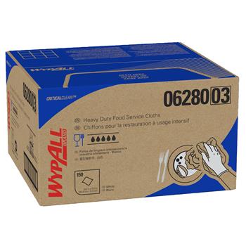 WypAll Critical Clean Ultra Duty Foodservice Cloths, Quarterfold, 12” x 23.4” Sheets, White, 150 Sheets/Box, 1 Box/Carton
