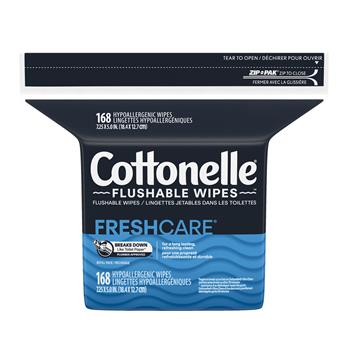 Cottonelle Fresh Care Flushable Cleansing Cloths, White, 5 x 7 1/4, 168/Pack
