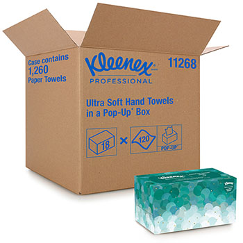 Kleenex Ultra Soft Hand Towels, Pop-Up Box, White, 18 Boxes Of 70 Towels, 1,260 Towels/Carton