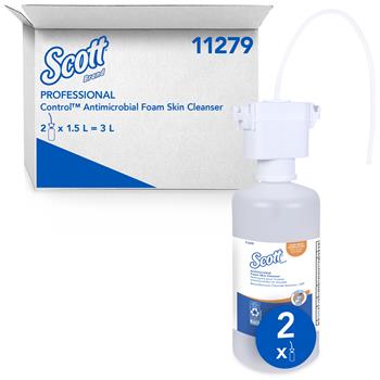 Scott Antimicrobial Foam Skin Cleanser Refills, Unscented, Clear, 1.5 L Bottle, 2 Refills/Carton
