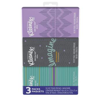 Kleenex On-the-Go Facial Tissues, Travel Size, 3-Ply, 36 Packs Of 10 Tissues, 360 Tissues/Pack