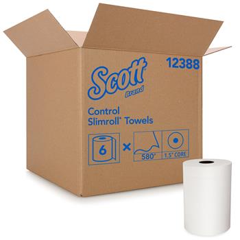 Scott Slimroll Hard Roll Towels, 8&quot; x 580&#39;, White, Roll, 6 Rolls/Carton