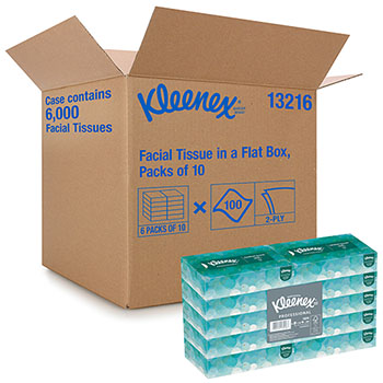 Kimberly-Clark Professional Professional Facial Tissues, Flat Box, 2-Ply, White, 100 Tissues/Box, 60 Boxes/Carton