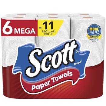 Scott Choose-A-Sheet Paper Towels, Mega Roll, 1-Ply, White, 6-Roll Packs, 24 Rolls Of 102 Sheets, 2,448 Sheets/Carton