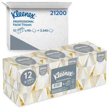 Kleenex Professional Facial Tissue Cube, Upright Face Box, White, 3-Box Bundles, 12 Boxes Of 90 Tissues, 3,240 Tissues/Carton

