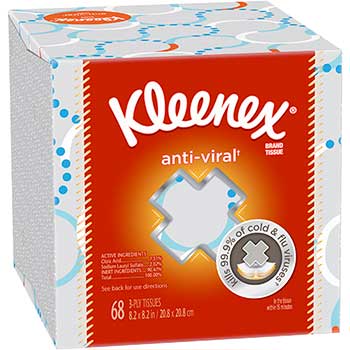 Kleenex Anti-Viral Facial Tissue, 3-Ply, 68 Sheets/Box