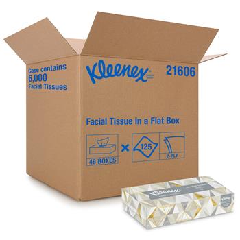 Kleenex Professional Facial Tissue for Business, Flat Tissue Boxes, White, 48 Boxes Of 125 Tissues, 6,000 Tissues/Carton