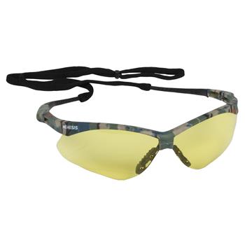 KleenGuard Nemesis Safety Glasses, Amber Anti-Fog Lenses with Green Frame, Unisex, 1 Pair