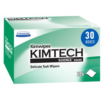 Kimtech Kimwipes Delicate Task Wipes, Pop-Up Box, White, 286 Sheets/Box, 30 Boxes/Carton