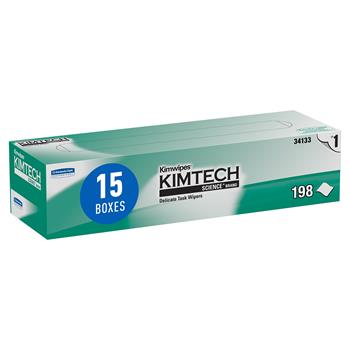 Kimtech Kimwipes Delicate Task Wipes, Pop-Up Box, White, 198 Sheets/Box, 15 Boxes/Carton