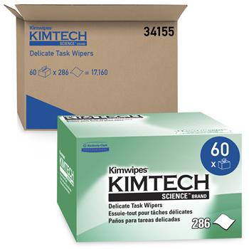 Kimtech Kimwipes Delicate Task Wipers, Pop-Up Box, 1 Ply, Smoke, 60 Boxes of 286 Wipers, 17,160 Wipers/Carton