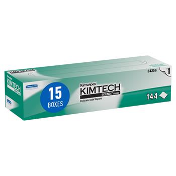 Kimtech Kimwipes Delicate Task Wipes, Pop-Up Box, White, 144 Sheets/Box, 15 Boxes/Carton