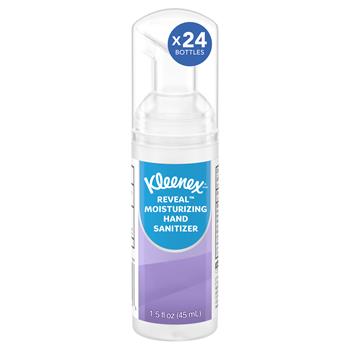 Kleenex Reveal Ultra Moisturizing Foam Hand Sanitizer, Unscented, 1.5 oz. Clear, 24 Bottles/Carton