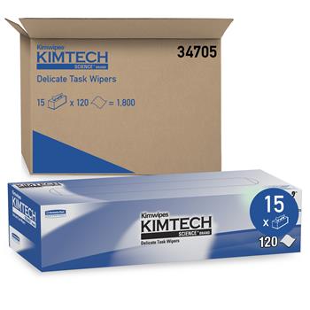 Kimtech Kimwipes Delicate Task Wipers, 2-Ply, 15 Boxes Of 120 Wipers, 1,800 Wipers/Carton