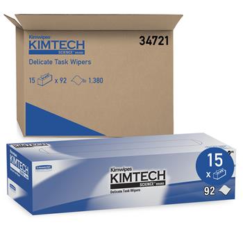 Kimtech Kimwipes Delicate Task Wipers, White, 15 Boxes Of 92 Wipers, 1,380 Wipers/Carton