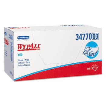 WypAll General Clean X60 Multi-Task Cleaning Cloths, Quarterfold,  11” x 23” Sheets, White, 100 Sheets/Box, 9 Boxes/Carton