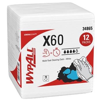 WypAll GeneralClean X60 Multi-Task Cleaning Cloths, Pop-Up Box, White, 118 Sheets/Box, 10 Boxes/Carton