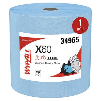 WypAll GeneralClean X60 Multi-Task Cleaning Cloths, Jumbo Roll, White, 1,100 Sheets/Roll