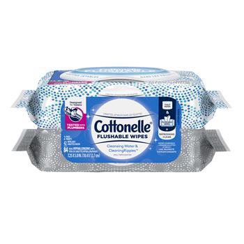 Cottonelle Fresh Care Flushable Wet Wipes, Flip-Top Packs, 2 Packs Of 42 Wipes, 84 Wipes/Pack