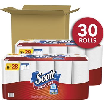 Scott Choose-A-Sheet Paper Towels, Mega Roll, 1-Ply, White, 15-Roll Packs, 30 Rolls Of 102 Sheets, 3,060 Sheets/Carton