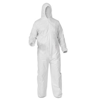 KleenGuard A35 Disposable Liquid/Particle Protection Hooded Coveralls, Elastic Wrists/Ankles, White, Large, 25 Coveralls/Carton
